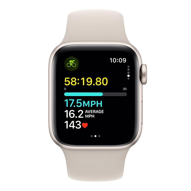 Apple Watch SE GPS + Cellular 44mm Starlight Aluminium Case with Starlight Sport Band - M/L 