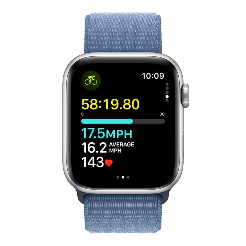 Apple Watch SE GPS + Cellular 44mm Silver Aluminium Case with Winter Blue Sport Loop 