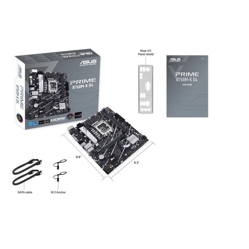 ASUS PRIME B760M-K D4, Intel B760, LGA1700, 2xDDR4, mATX 