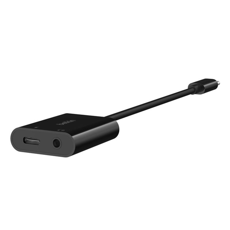 Belkin RockStar 3.5mm Audio + USB-C Charge Adapter - Black 