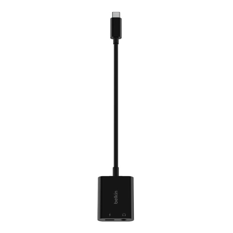 Belkin RockStar 3.5mm Audio + USB-C Charge Adapter - Black 