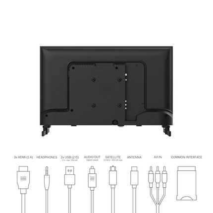 THOMSON Easy TV 24HD2S13,  HD, DVB-T2/C/S2, VESA 100x100, Hotel Mód, Cierny 