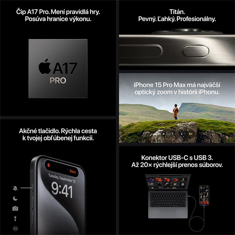 iPhone 15 Pro Max 1 TB Titánová čierna 