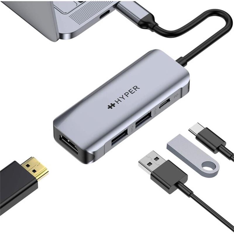 Hyper HyperDrive 4-in-1 USB-C Hub - Silver 