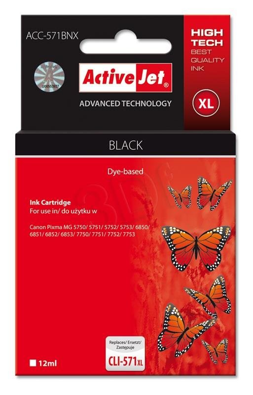 ActiveJet atrament ACC-571BNX alternatíva za CLI-571Bk XL, 12 ml, Black