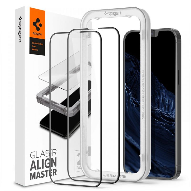 Spigen ochranné sklo Glas.tR AlignMaster pre iPhone 13 Pro Max 2 ks - Black Frame