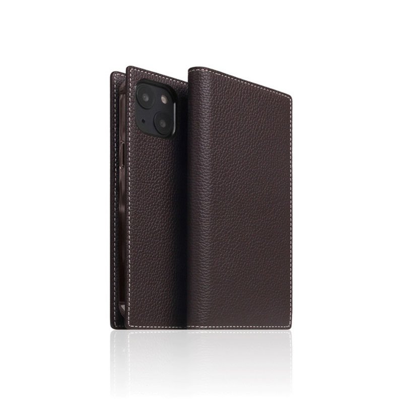 SLG Design puzdro D8 Full Grain Leather pre iPhone 13 mini - Brown Cream