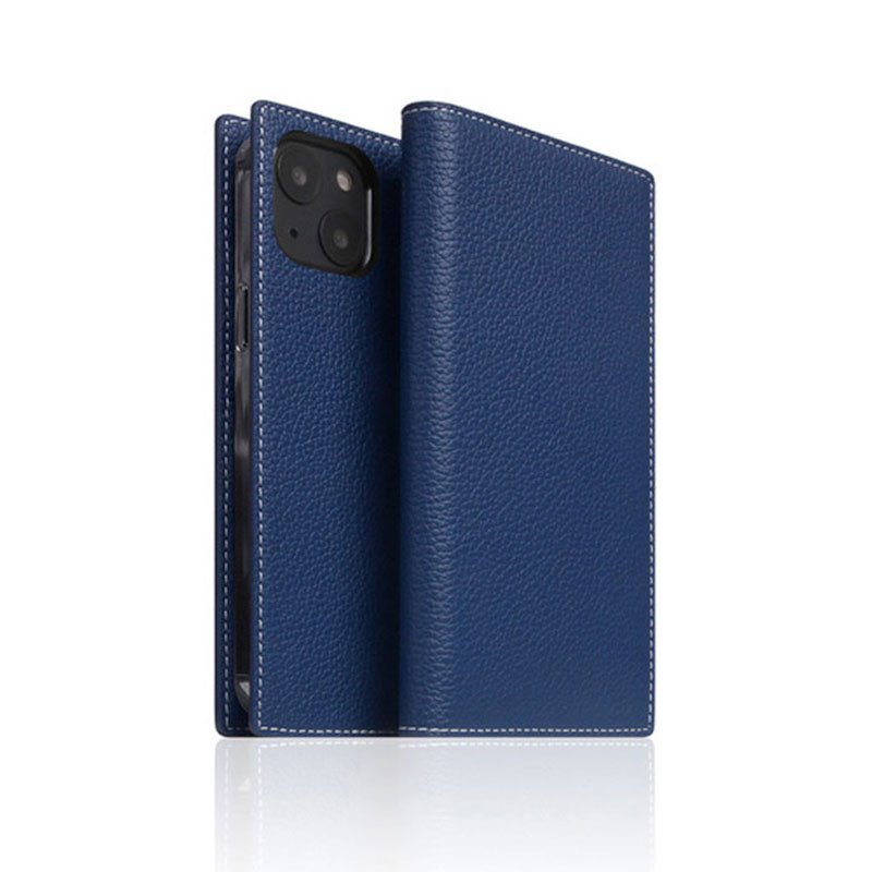 SLG Design puzdro D8 Full Grain Leather pre iPhone 13 - Navy Blue