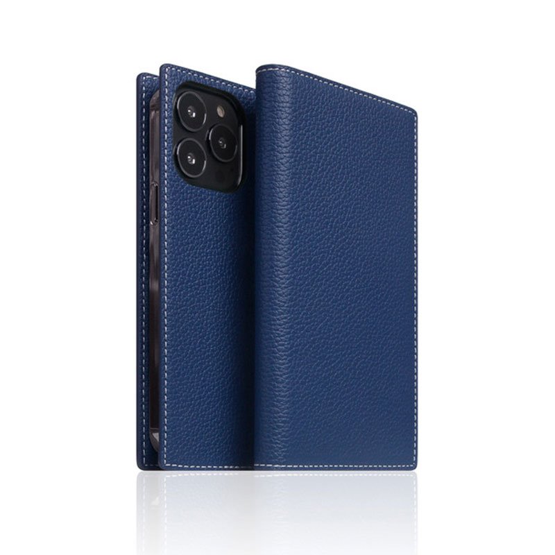 SLG Design puzdro D8 Full Grain Leather pre iPhone 13 Pro - Navy Blue