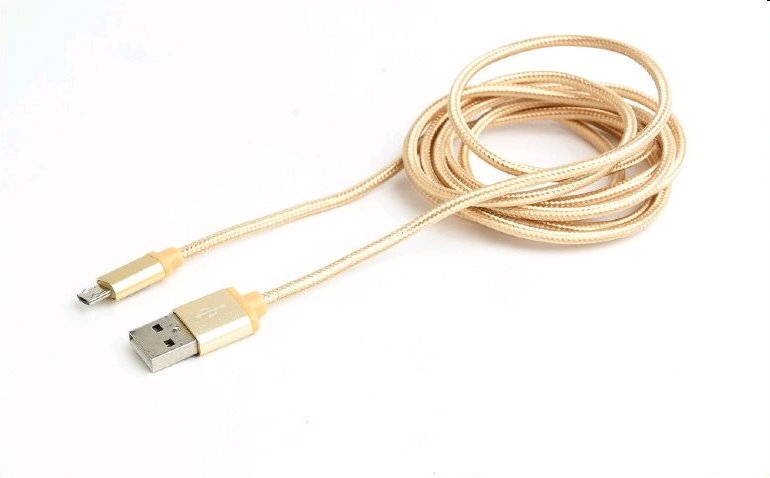 Kábel CABLEXPERT USB A Male/Micro B Male 2.0, 1,8m, opletený, zlatý, blister