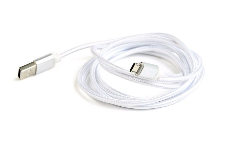 Kábel CABLEXPERT USB A Male/Micro B Male 2.0, 1,8m, opletený, strieborný, blister