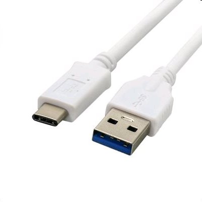 Kábel C-TECH USB 3.0 AM na Type-C kábel (AM/CM), 1m, biely