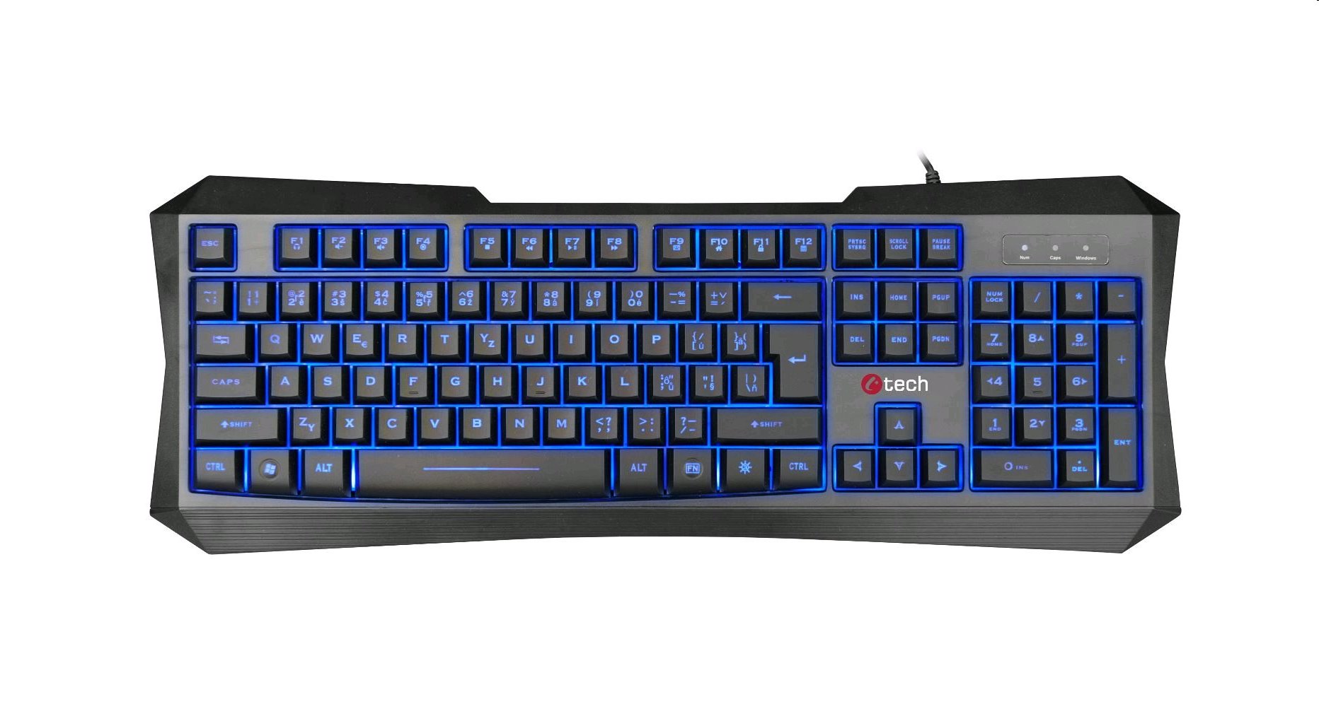 Herná klávesnica C-TECH Nereus (GKB-13), casual gaming, CZ/SK, 3 farebné podsvietenie, USB
