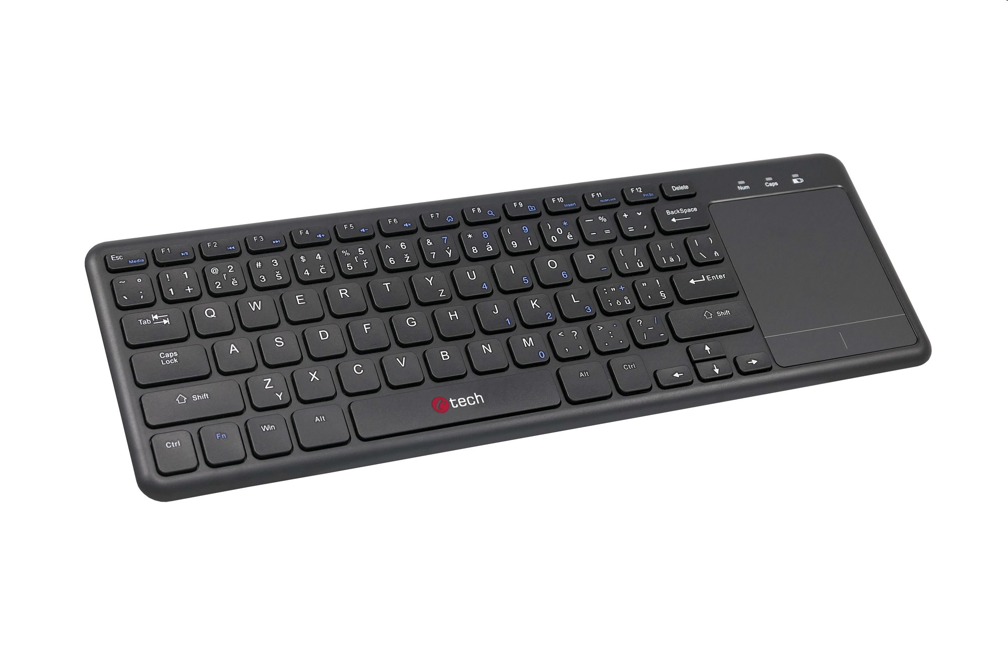 Klávesnica C-TECH WLTK-01, bezdrôtová klávesnica s touchpadem, čierna, USB
