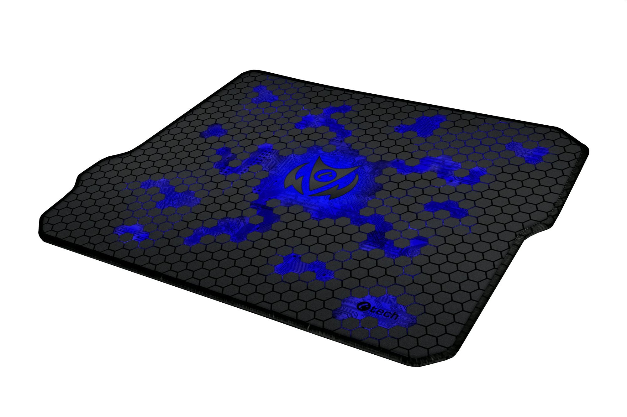 Herná podložka pod myš C-TECH ANTHEA CYBER BLUE, pre gaming, 320x270x4mm, obšité okraje