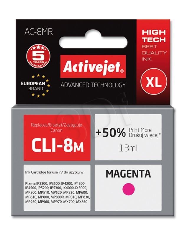 Atrament ActiveJet pre Canon CLI-8 Magenta 15ml + chip