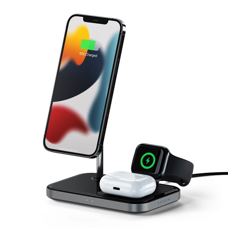 Satechi 3-in-1 Magnetic Wireless Charging Stand - Space Gray