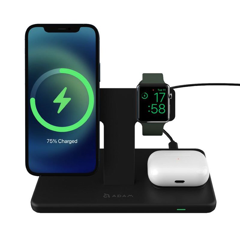 Adam Elements Omnia M3 Magnetic 3-in-1 Wireless Charging Station - Black