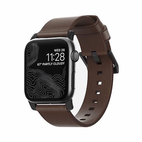 Nomad kožený remienok pre Apple Watch 44/45/49 mm - Modern Brown/Black Hardware