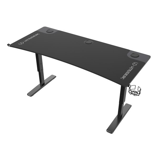 ULTRADESK Herný stôl Ultradesk CRUISER BLACK, 160x70 cm, 66-82 cm, držiak slúchadiel, 3 otvory pre káble, výškovo nastav