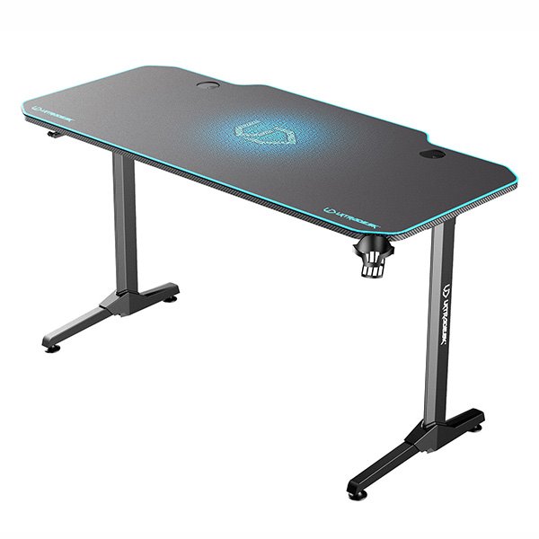 ULTRADESK Herný stôl FRAG - BLUE, 140x66 cm, 76 cm, s XXL podložkou pod myš, s ultradesk BEAM, držiak slúchadiel