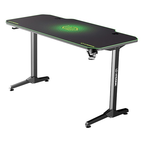 ULTRADESK Herný stôl FRAG - GREEN, 140x66 cm, 76 cm, s XXL podložkou pod myš, s ultradesk BEAM, držiak slúchadiel