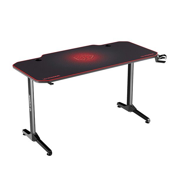 ULTRADESK Herný stôl FRAG - RED, 140x66 cm, 76 cm, s XXL podložkou pod myš, s ultradesk BEAM, držiak slúchadiel
