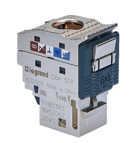 Legrand LINKEO-C Keystone Cat6, tieneny STP, samorezný TOOLESS, strieborný, pack 24ks