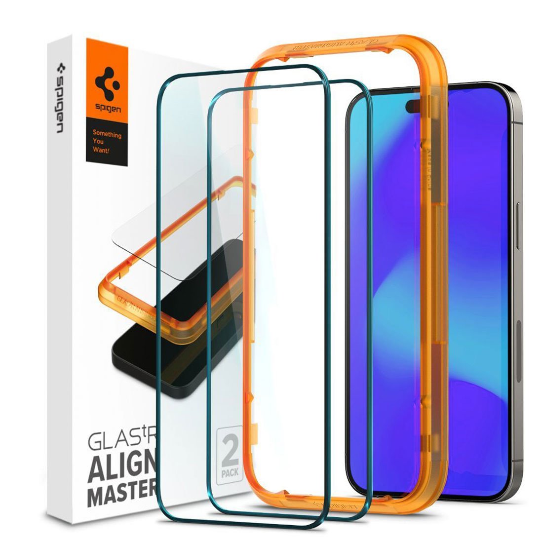 Spigen ochranné sklo Glas.tR AlignMaster pre iPhone 14 Pro Max 2 ks - Black Frame