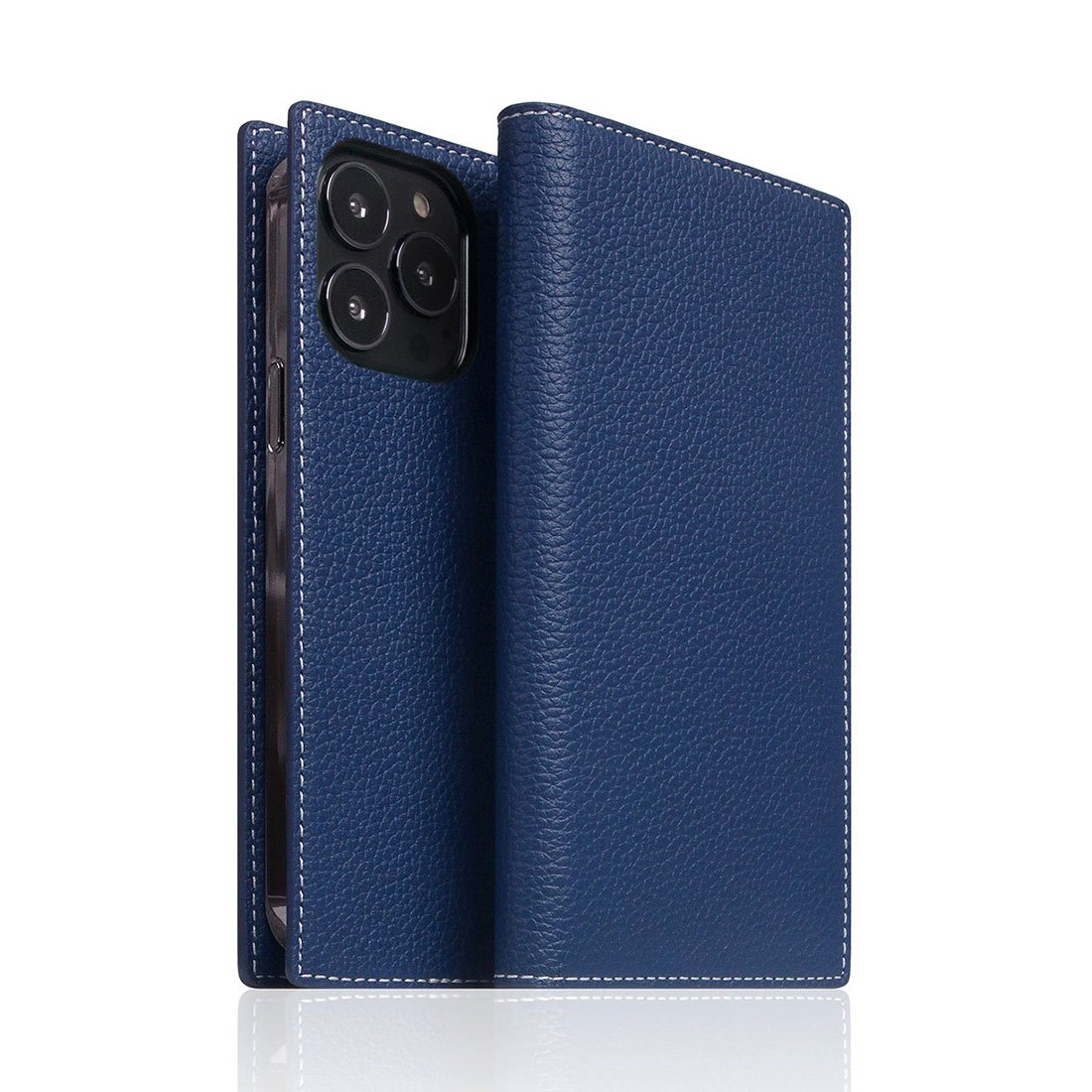 SLG Design puzdro D8 Full Grain Leather pre iPhone 14 Pro - Navy Blue