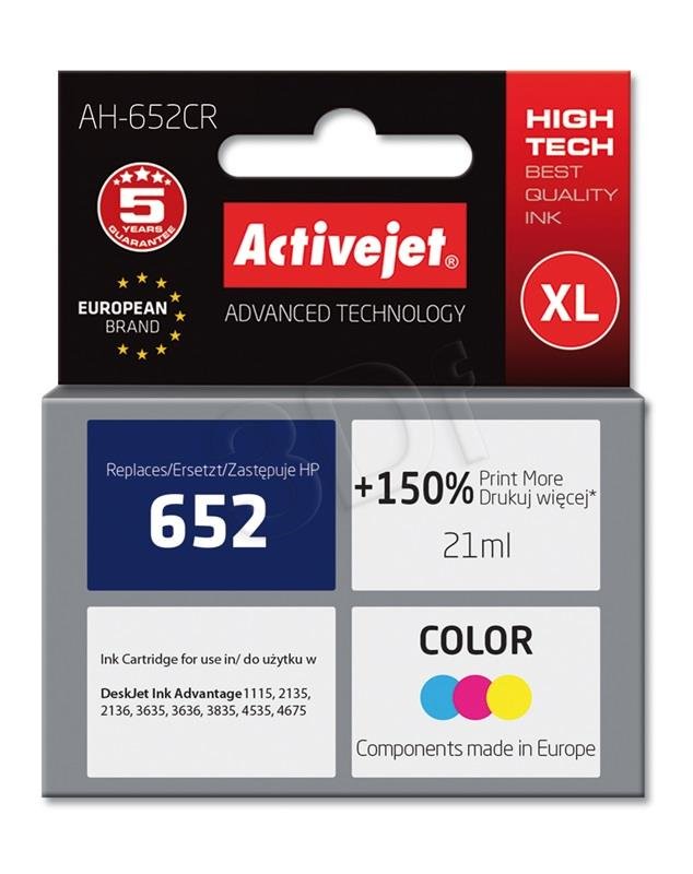 Atrament ActiveJet pre HP 652 F6V24AE Premium Color AH-652CR 21ml