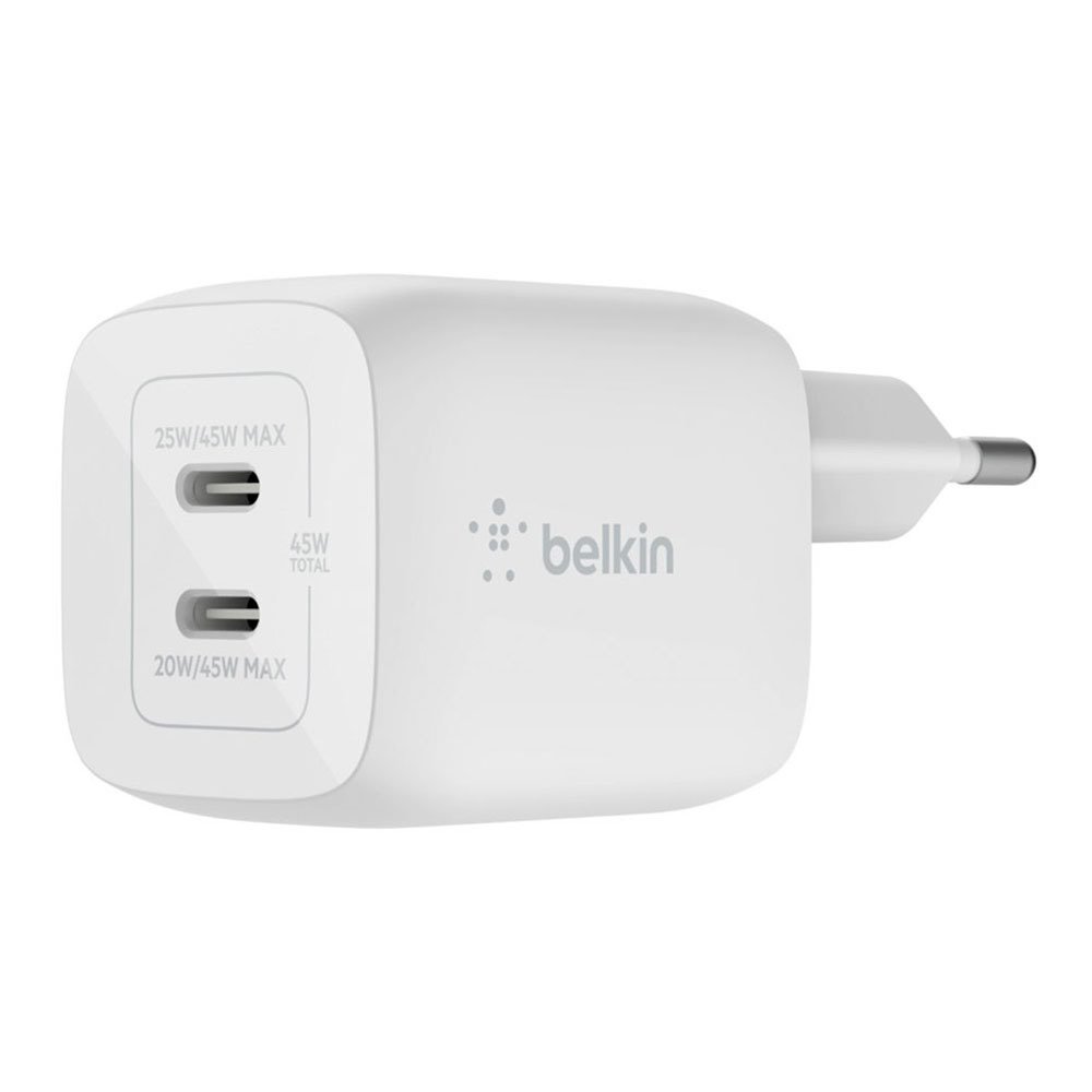 Belkin 45W Dual USB-C GaN PD Wall Charger with PPS - White