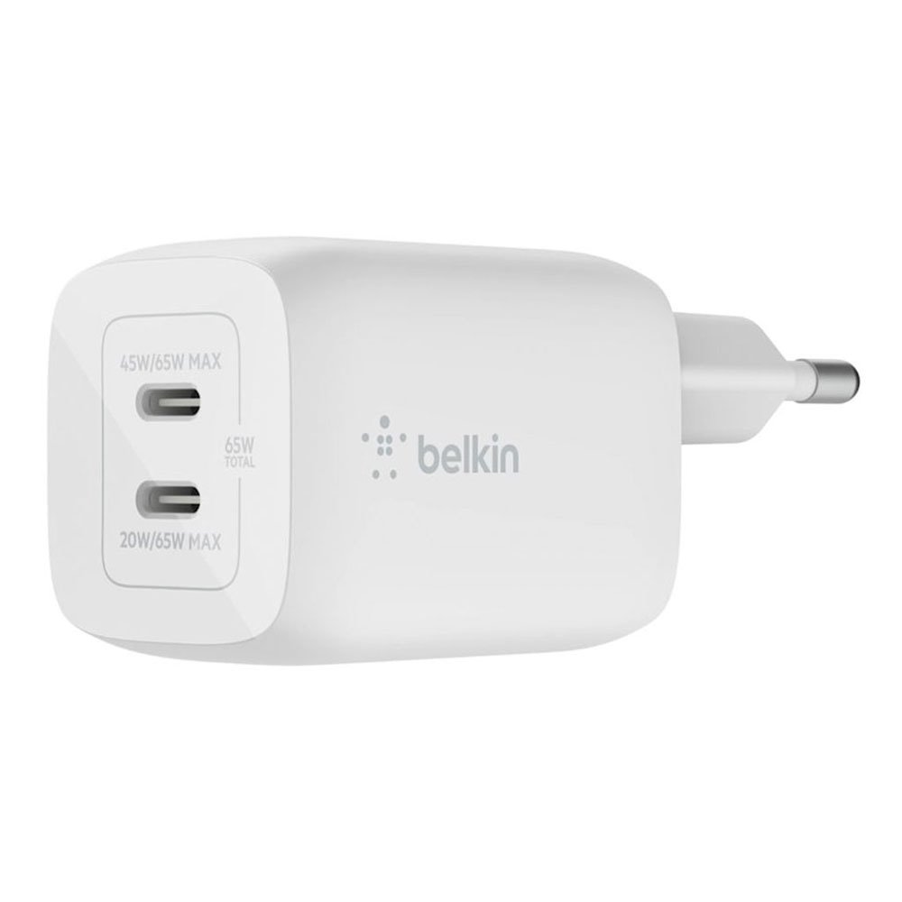 Belkin 65W Dual USB-C GaN PD Wall Charger with PPS - White