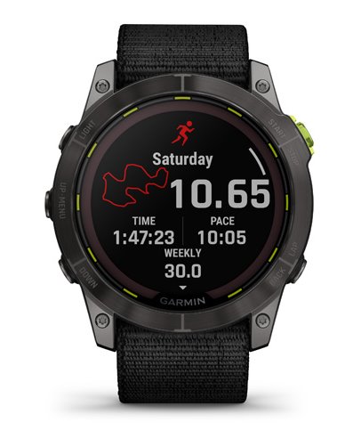 Garmin Enduro 2, Sapphire Solar, Carbon Gray DLC Titanium. Black UltraFit Nylon strap