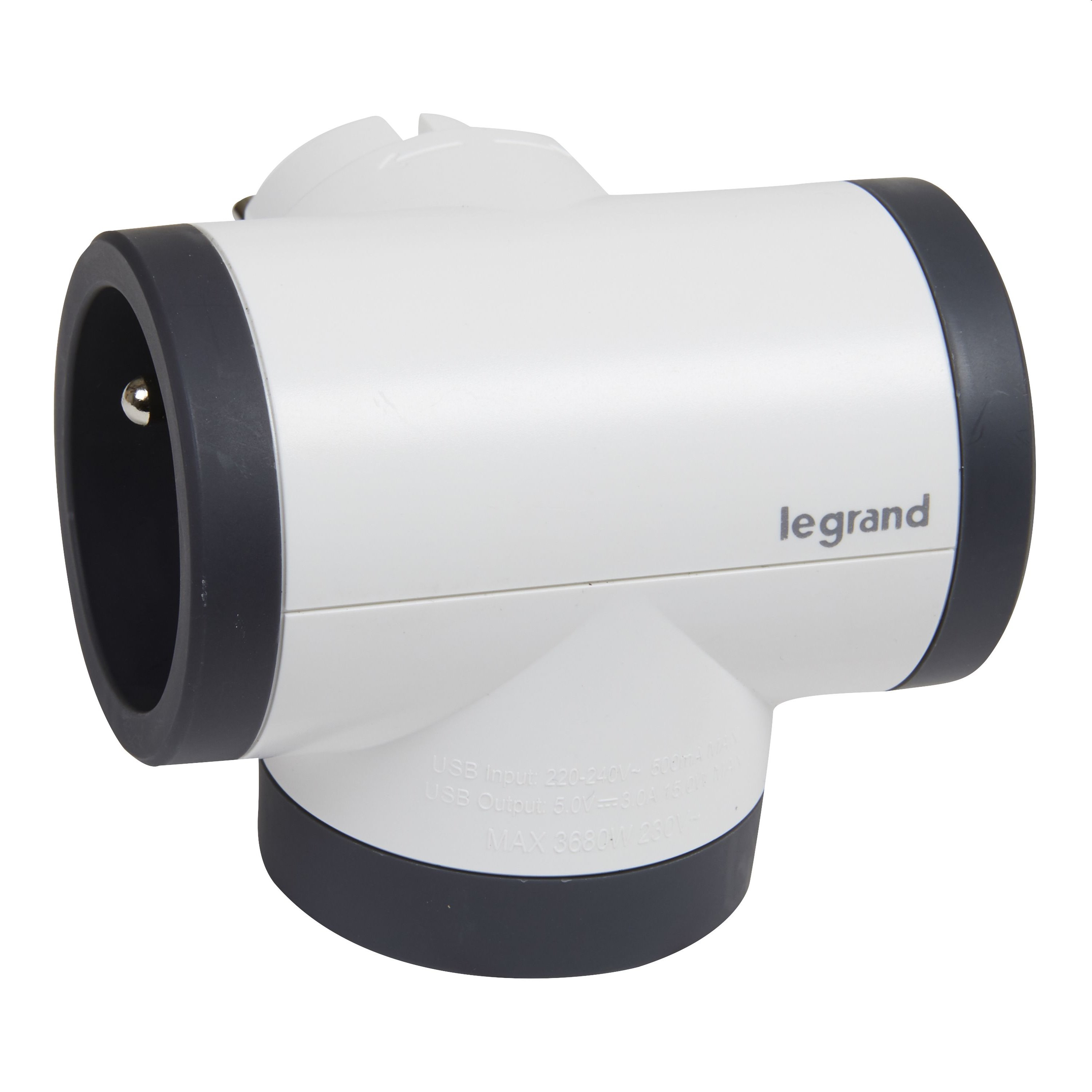 Legrand Adaptér bočný otočný 2x2P+T USB A+C biela/tmavosivá