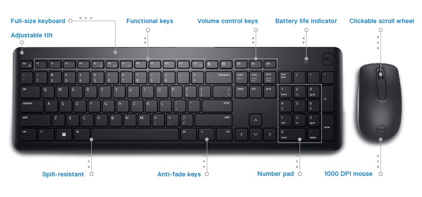Dell Wireless Keyboard and Mouse-KM3322W - UK (QWERTY)