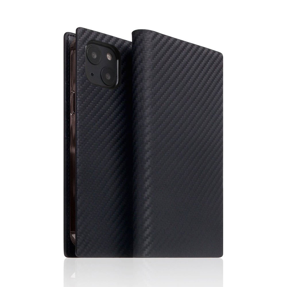 SLG Design puzdro D+ Italian Carbon Leather Diary pre iPhone 14 - Black