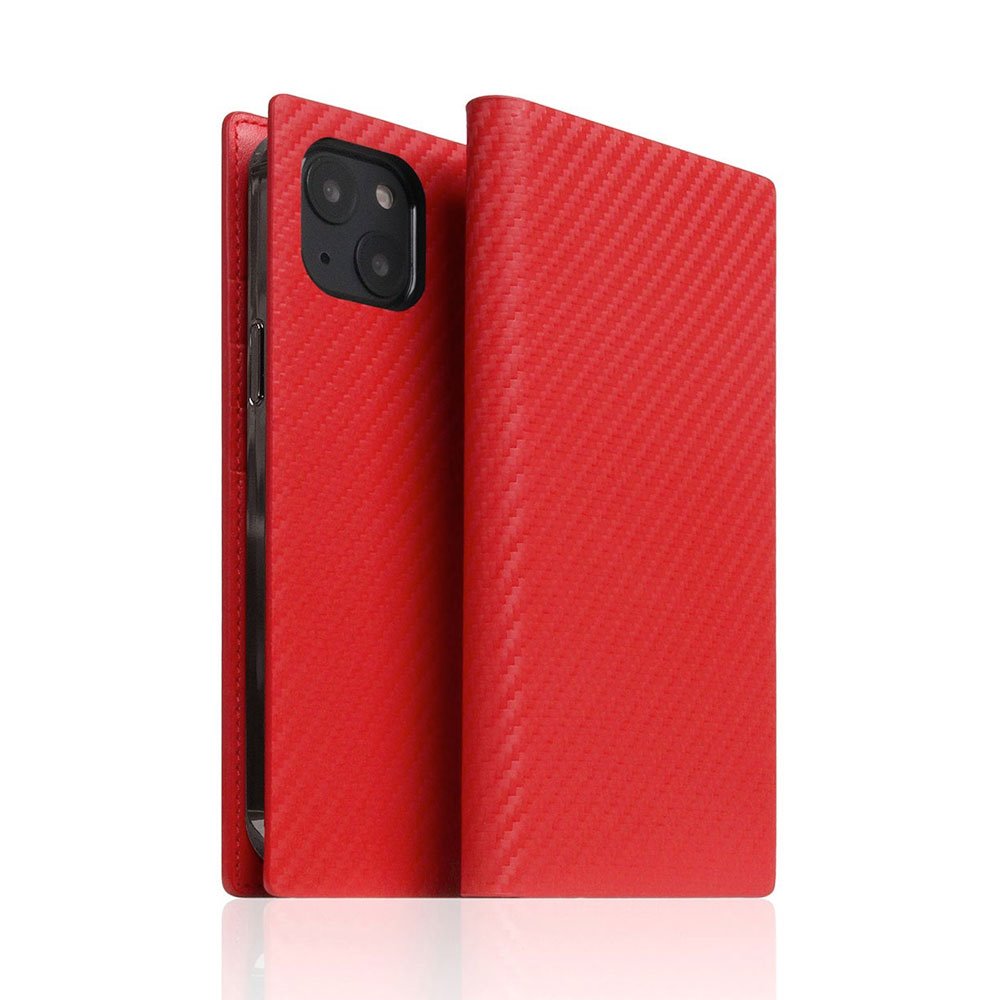 SLG Design puzdro D+ Italian Carbon Leather Diary pre iPhone 14 - Red