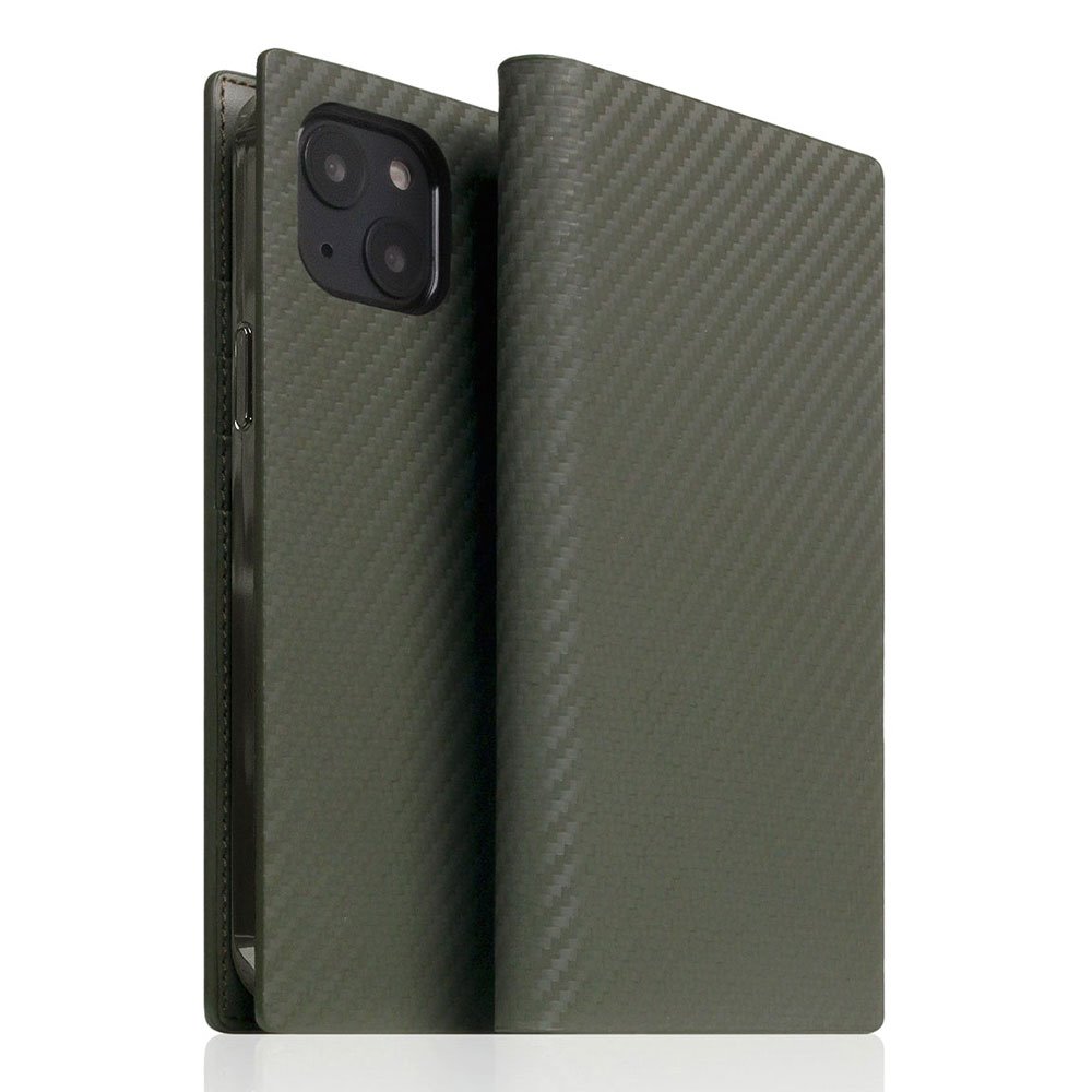 SLG Design puzdro D+ Italian Carbon Leather Diary pre iPhone 14 Plus - Khaki