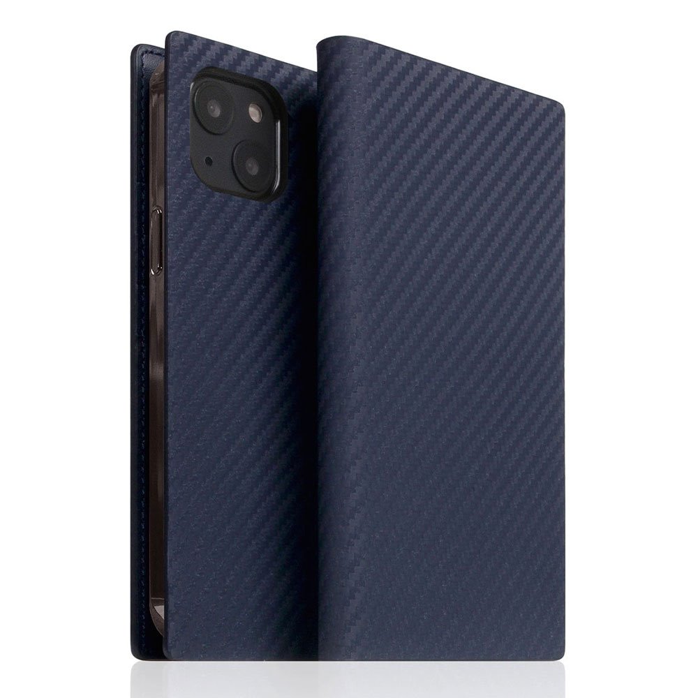 SLG Design puzdro D+ Italian Carbon Leather Diary pre iPhone 14 Plus - Navy
