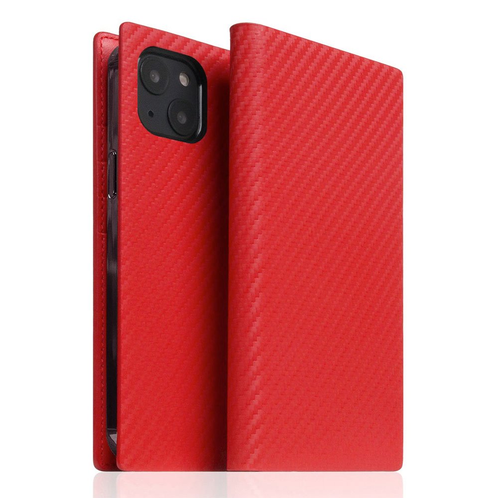 SLG Design puzdro D+ Italian Carbon Leather Diary pre iPhone 14 Plus - Red