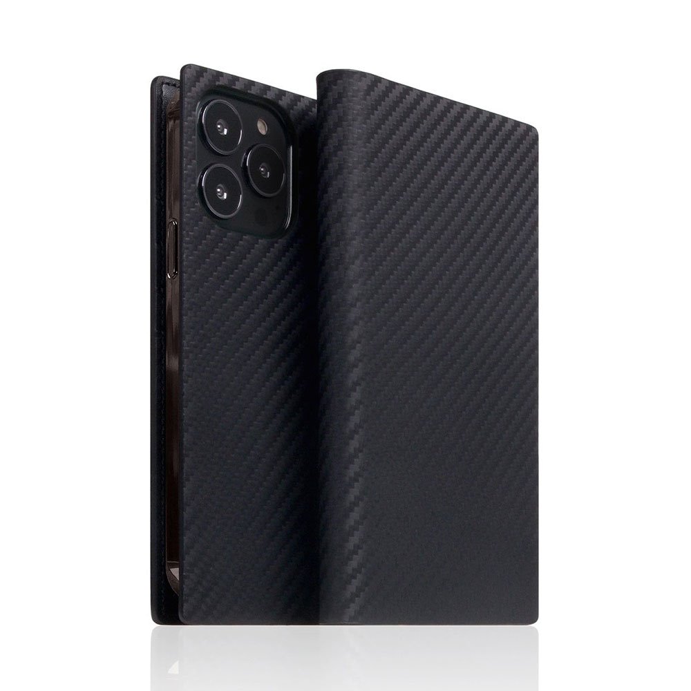 SLG Design puzdro D+ Italian Carbon Leather Diary pre iPhone 14 Pro - Black