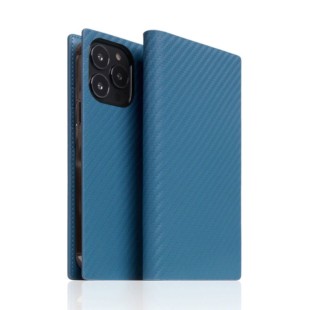 SLG Design puzdro D+ Italian Carbon Leather Diary pre iPhone 14 Pro - Blue