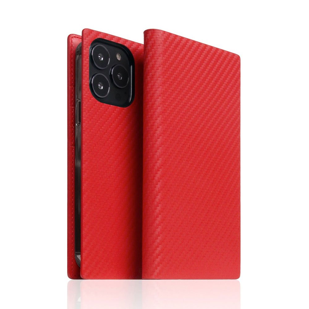 SLG Design puzdro D+ Italian Carbon Leather Diary pre iPhone 14 Pro - Red