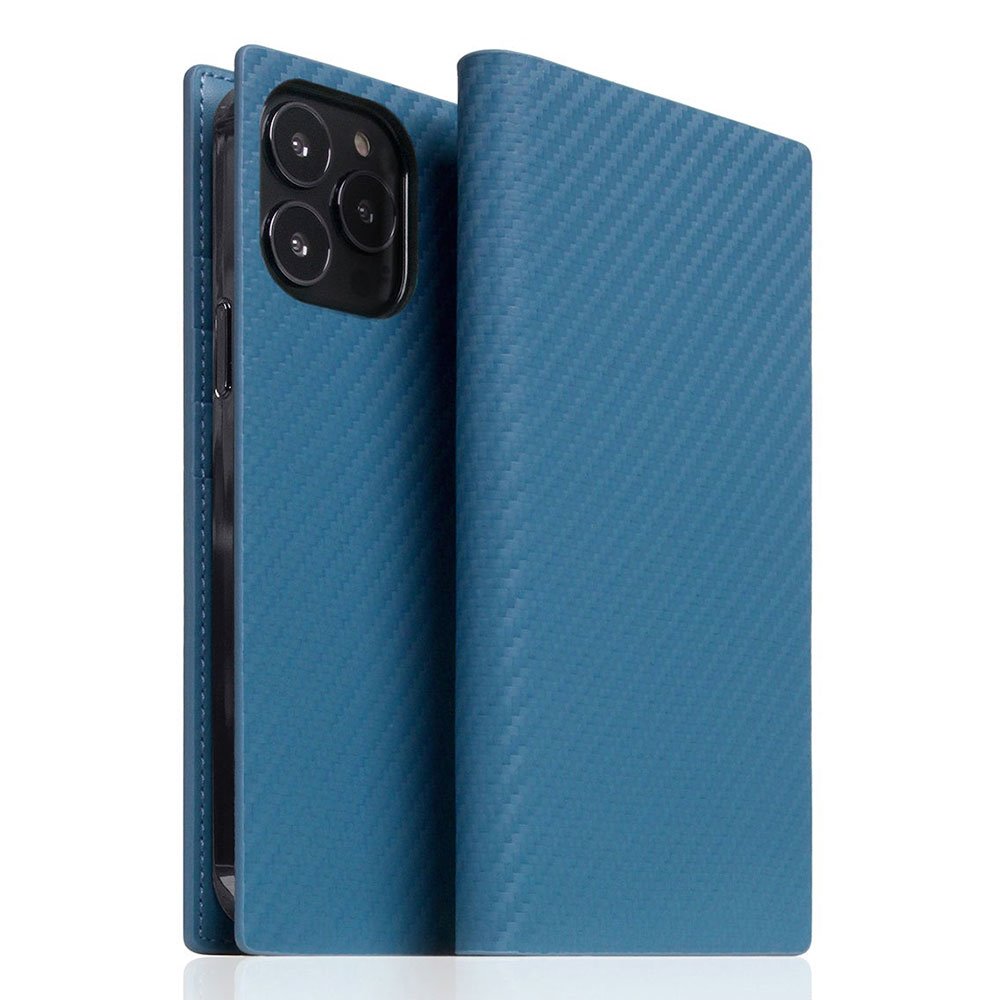 SLG Design puzdro D+ Italian Carbon Leather Diary pre iPhone 14 Pro Max - Blue