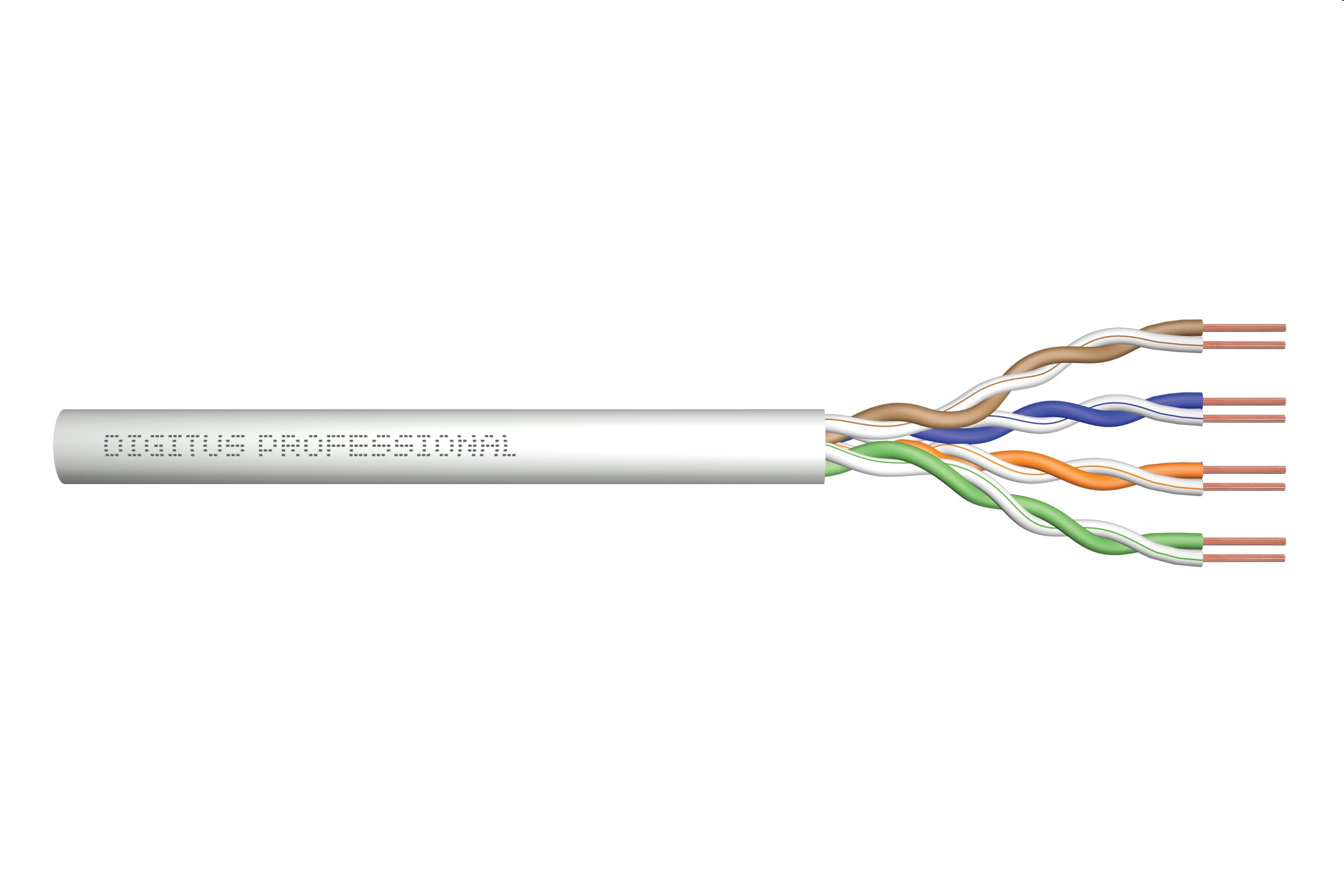 DIGITUS kábel Cat5e U/UTP, drôt, 100MHz Eca (PVC), AWG 24/1, 305m box, šedý