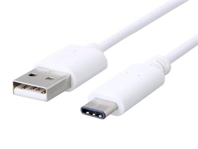 Kábel C-TECH USB 2.0 AM na Type-C kábel (AM/CM), 1m, biely