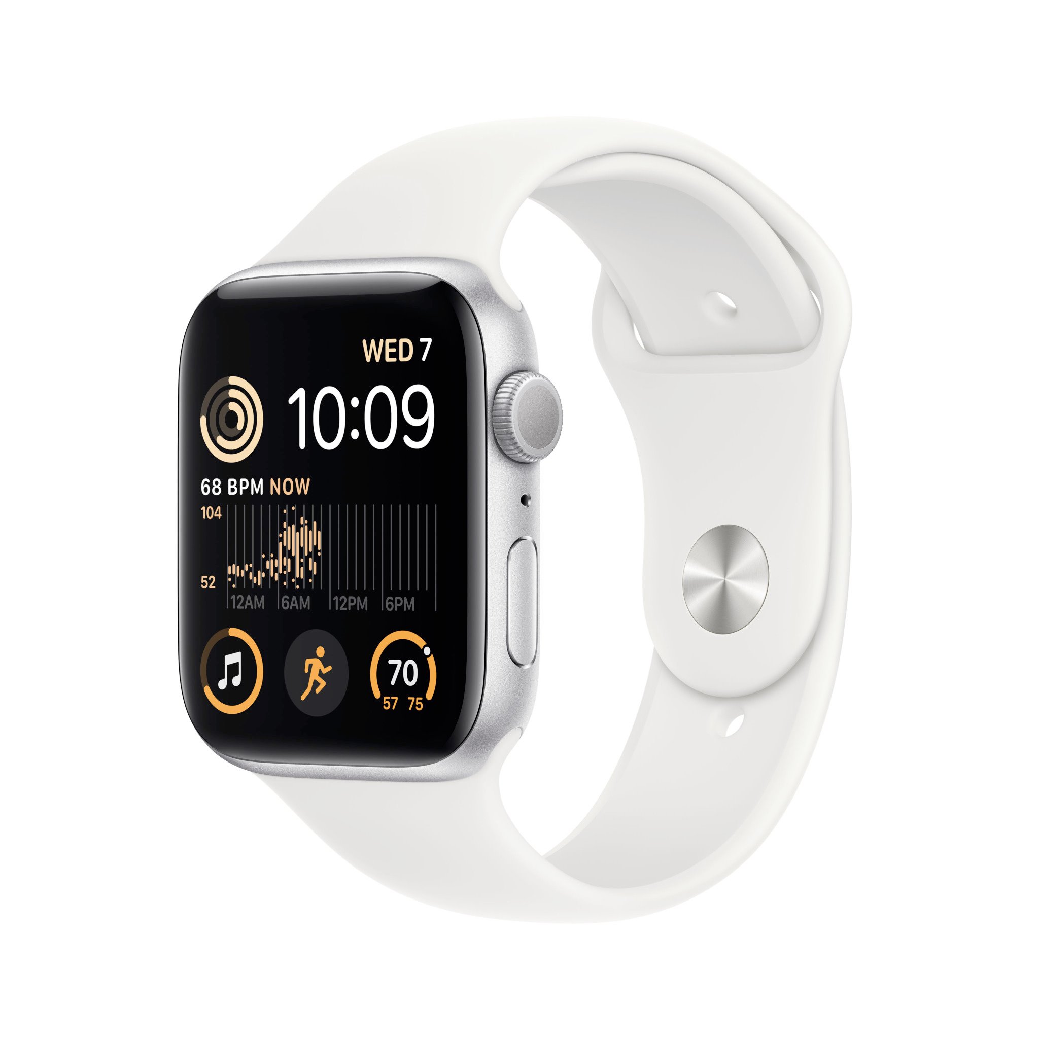 Apple Watch SE GPS 44mm Silver Aluminium Case with White Sport Band - Regular *Rozbalený*