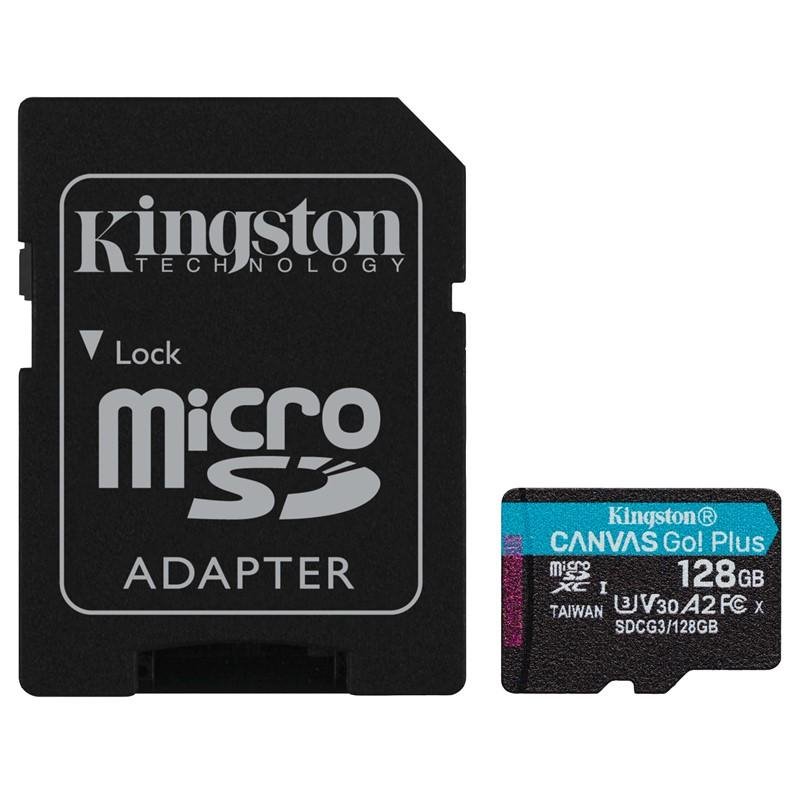 Kingston 128GB microSDXC Canvas Go Plus 170R A2 U3 V30 + adaptér