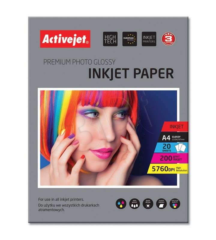 ActiveJet Fotopapier Premium Photo Glossy A4 20 ks 200g AP4-200G20